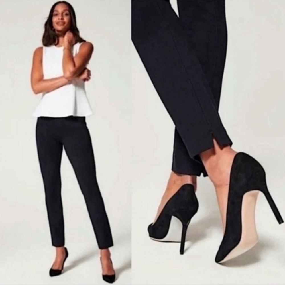 SPANX Back Seam Skinny Ponte Ankle Pants Classic Black Pull On Sz S NEW